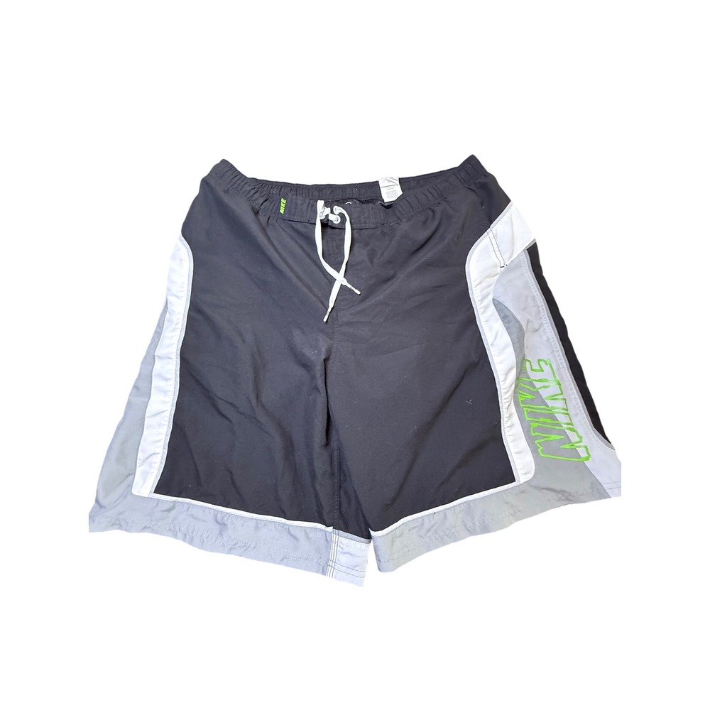 Nike XL Swim Trunks‎ Black Gray Neon Green Drawstring Mens Shorts